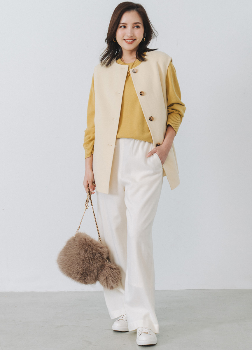 雙面呢圓領背心式大衣(網路限定色)