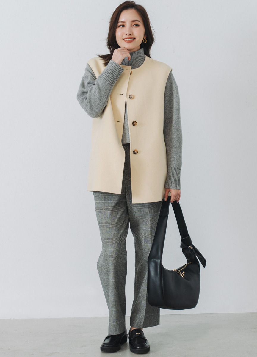 雙面呢圓領背心式大衣(網路限定色)