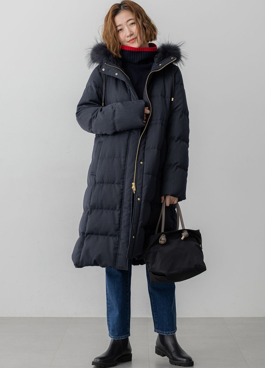 亮澤羊毛羽絨外套     