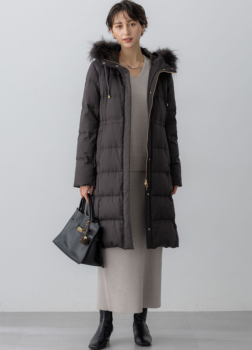 亮澤羊毛羽絨外套     