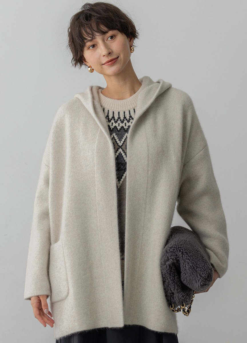 浣熊毛混紡連帽外套        