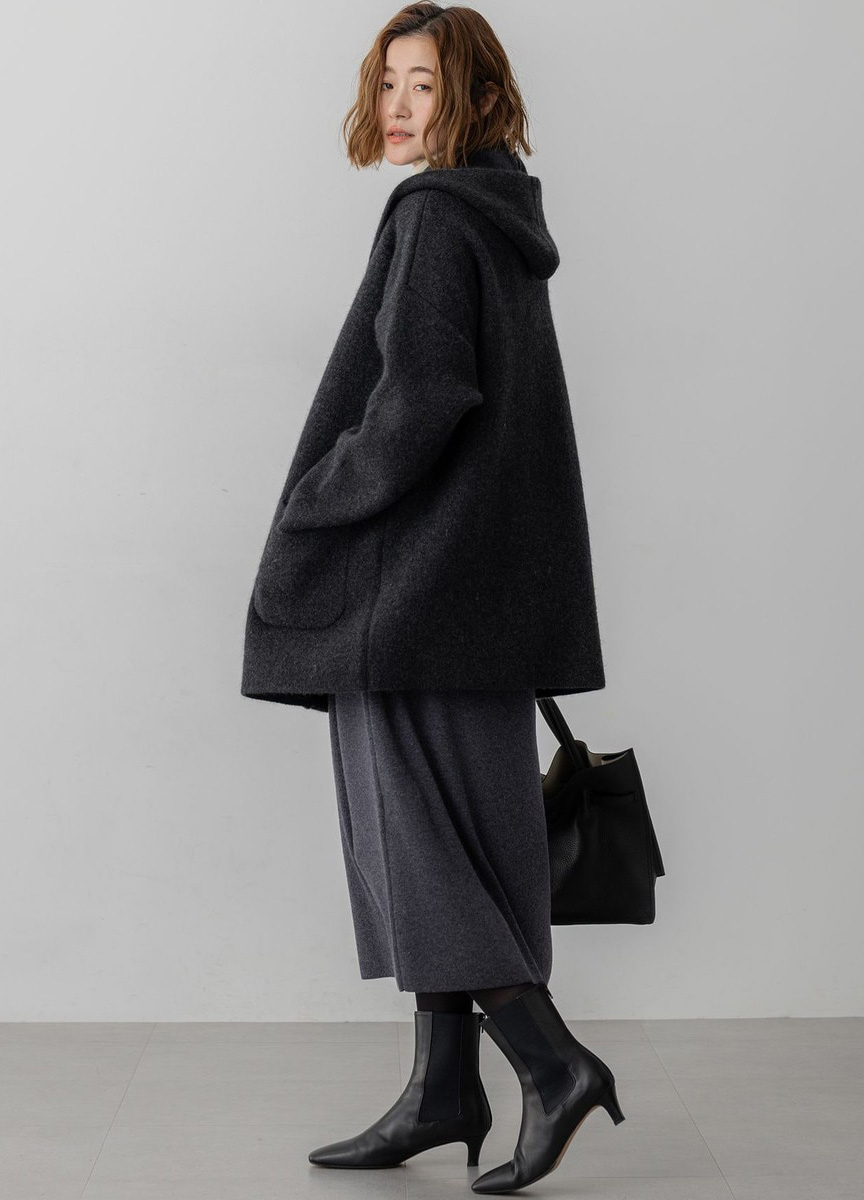 浣熊毛混紡連帽外套        