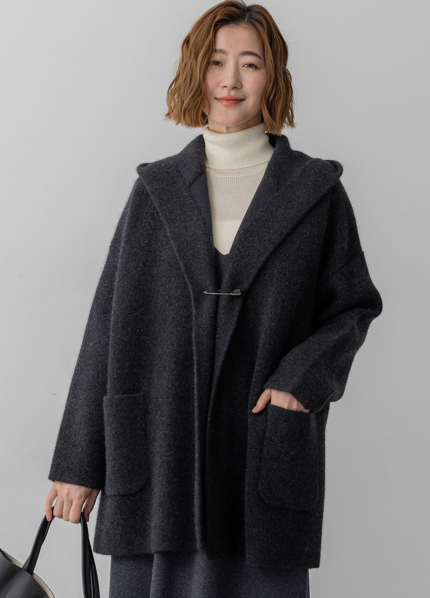 浣熊毛混紡連帽外套        