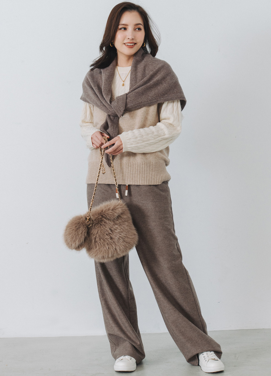 V領粗織針織背心