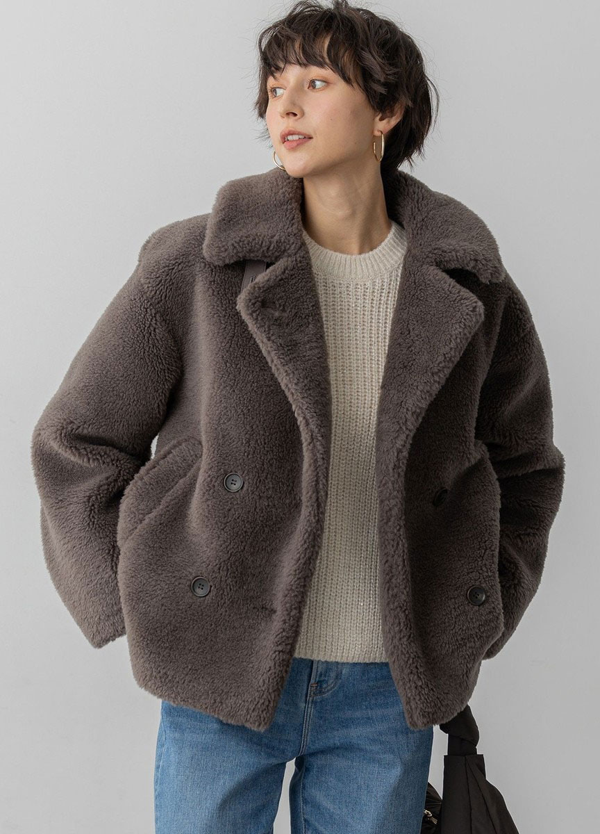 泰迪毛絨翻領外套              