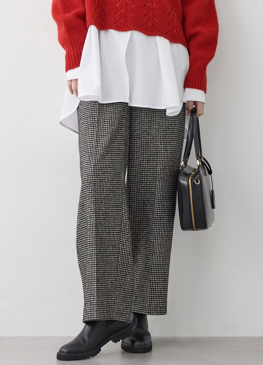 粗花呢西裝寬褲 