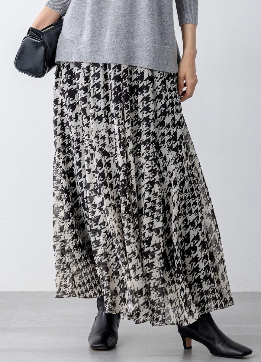 千鳥格印花長裙  