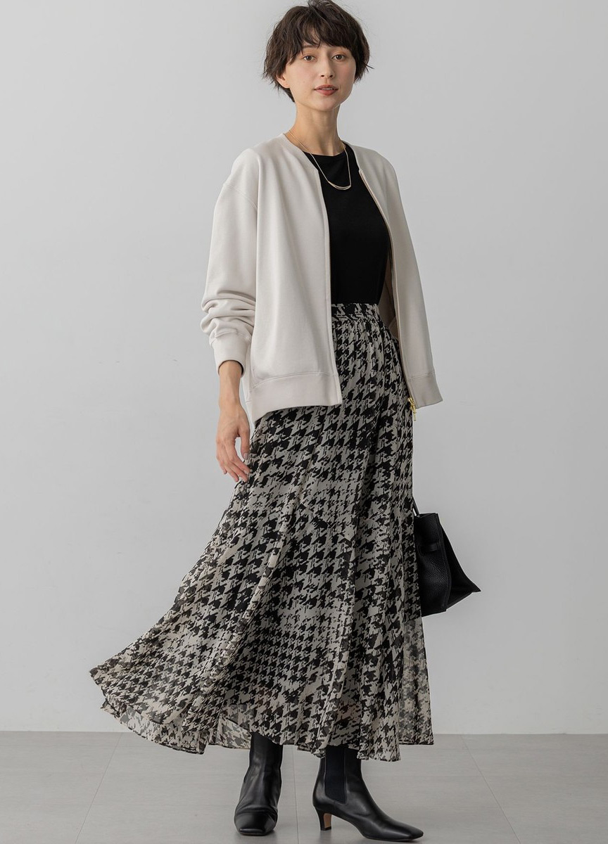 千鳥格印花長裙  
