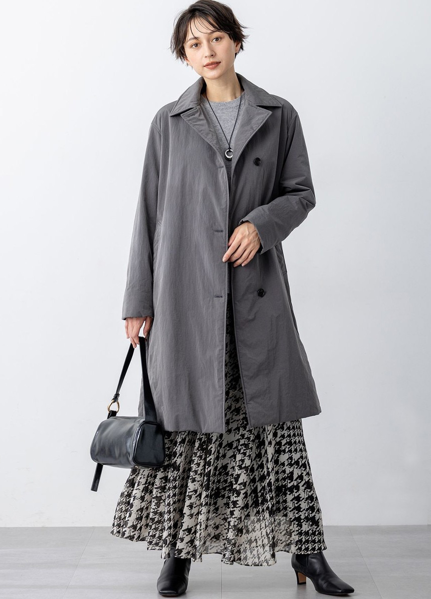 千鳥格印花長裙  