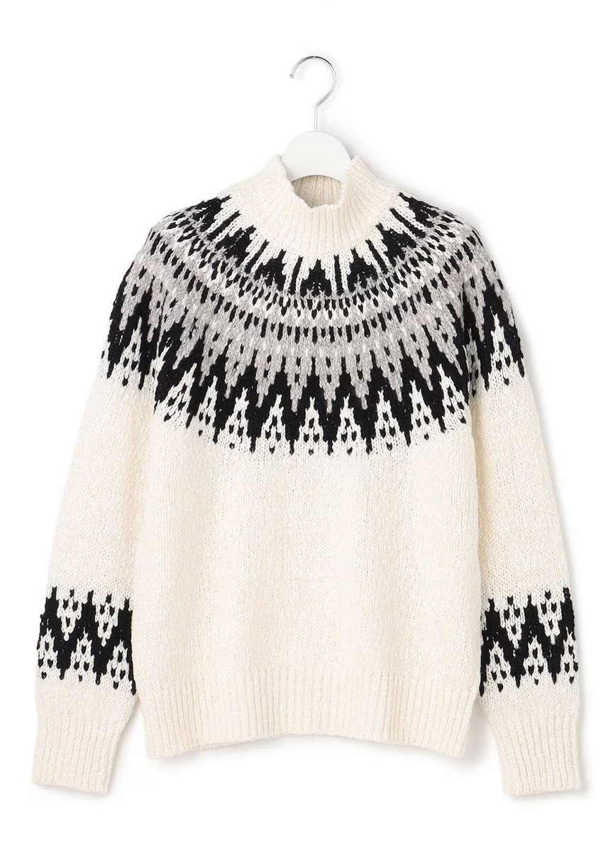 【SLOW系列】絨質直筒長裙高領緹花針織上衣    