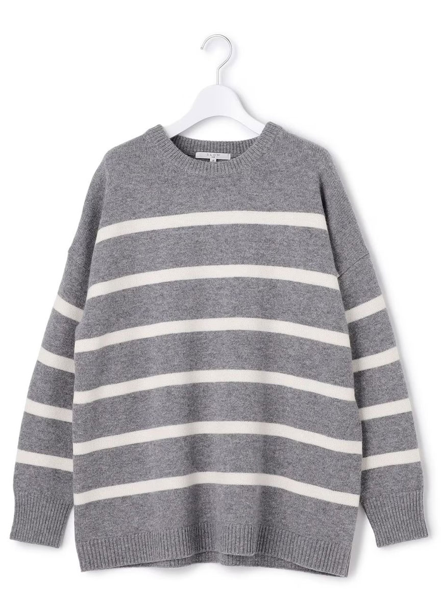 【SLOW系列】柔軟羊毛條紋針織上衣     