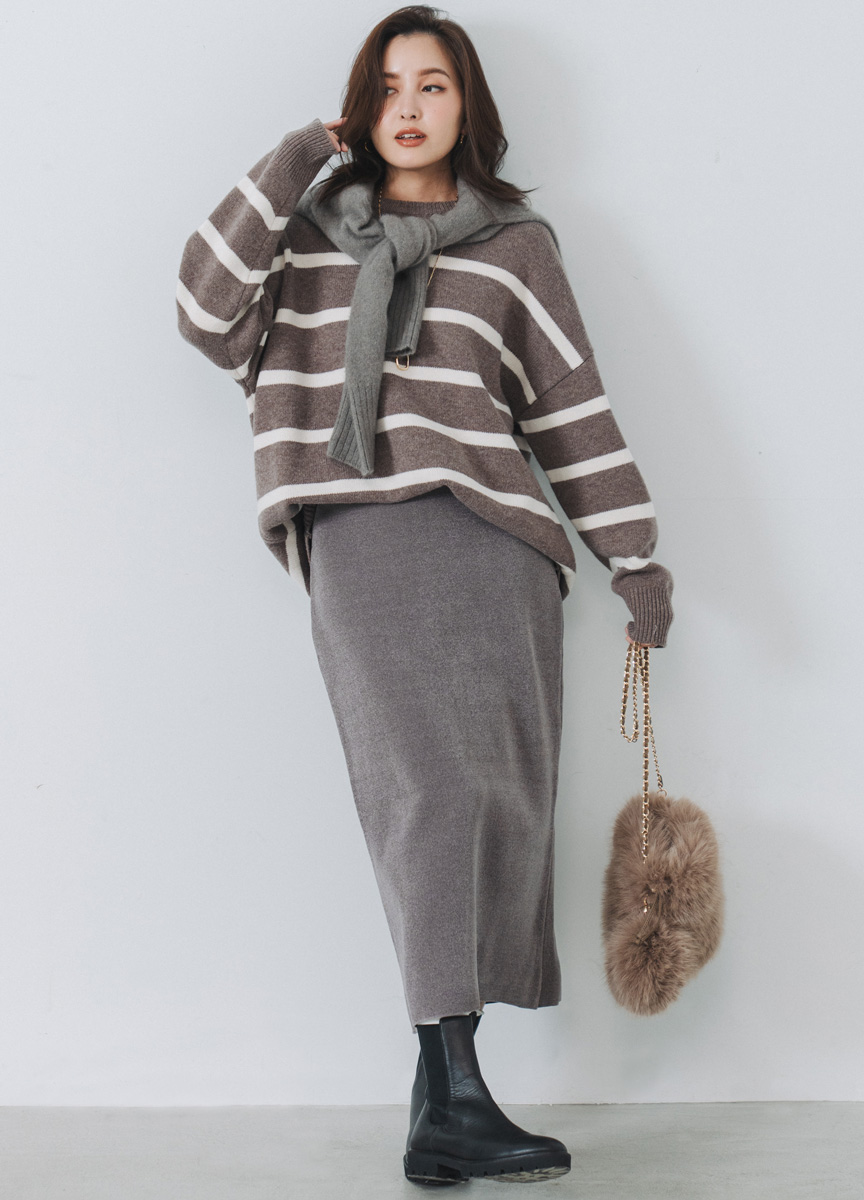 【SLOW系列】柔軟羊毛條紋針織上衣     