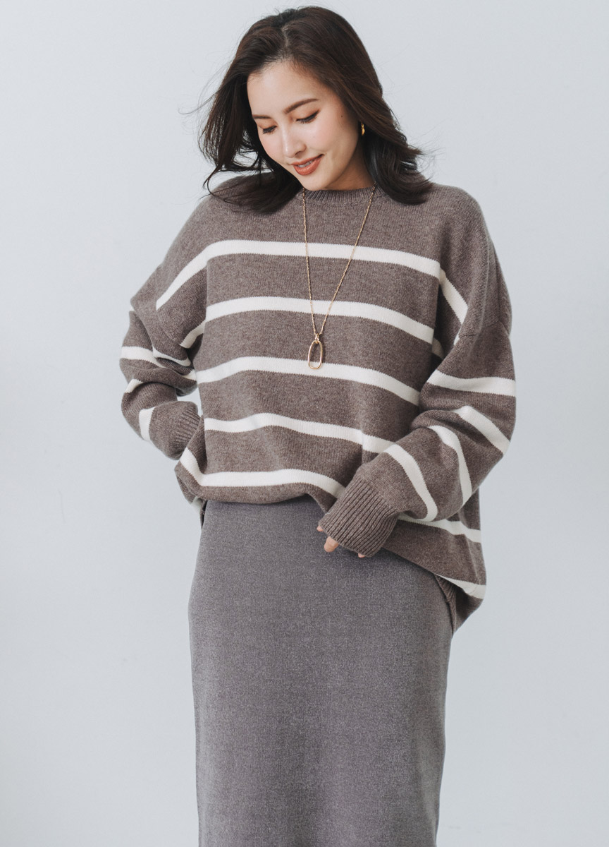 【SLOW系列】柔軟羊毛條紋針織上衣     