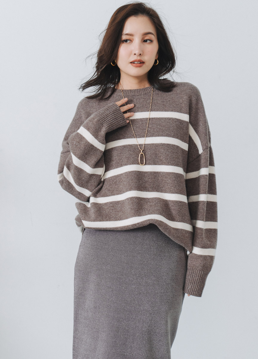 【SLOW系列】柔軟羊毛條紋針織上衣     