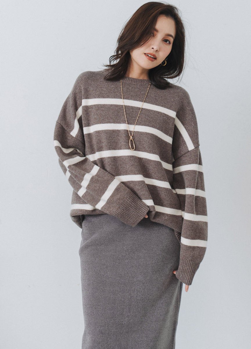 【SLOW系列】柔軟羊毛條紋針織上衣     