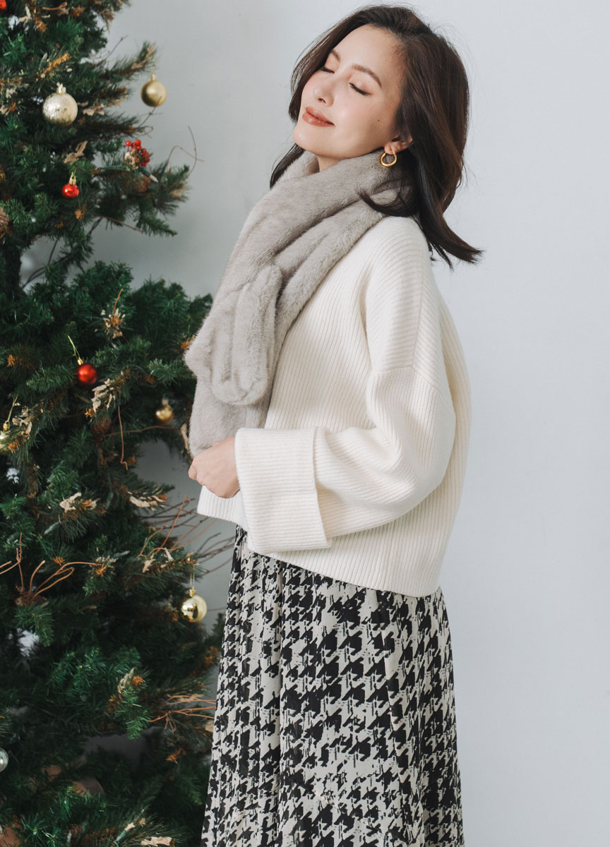 【SLOW系列】柔軟羊毛羅紋V領針織上衣