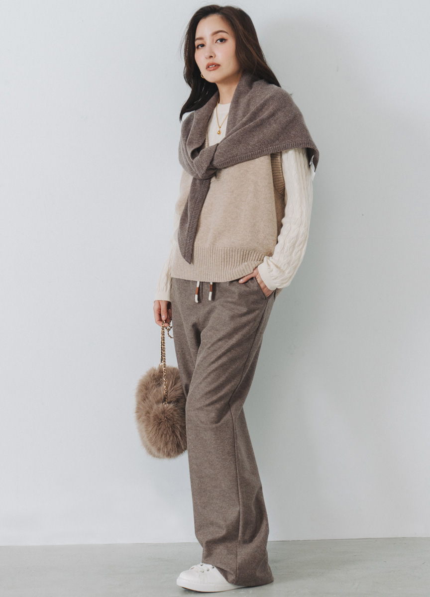 【SLOW系列】絨質直筒長裙柔軟羊毛小圍巾     