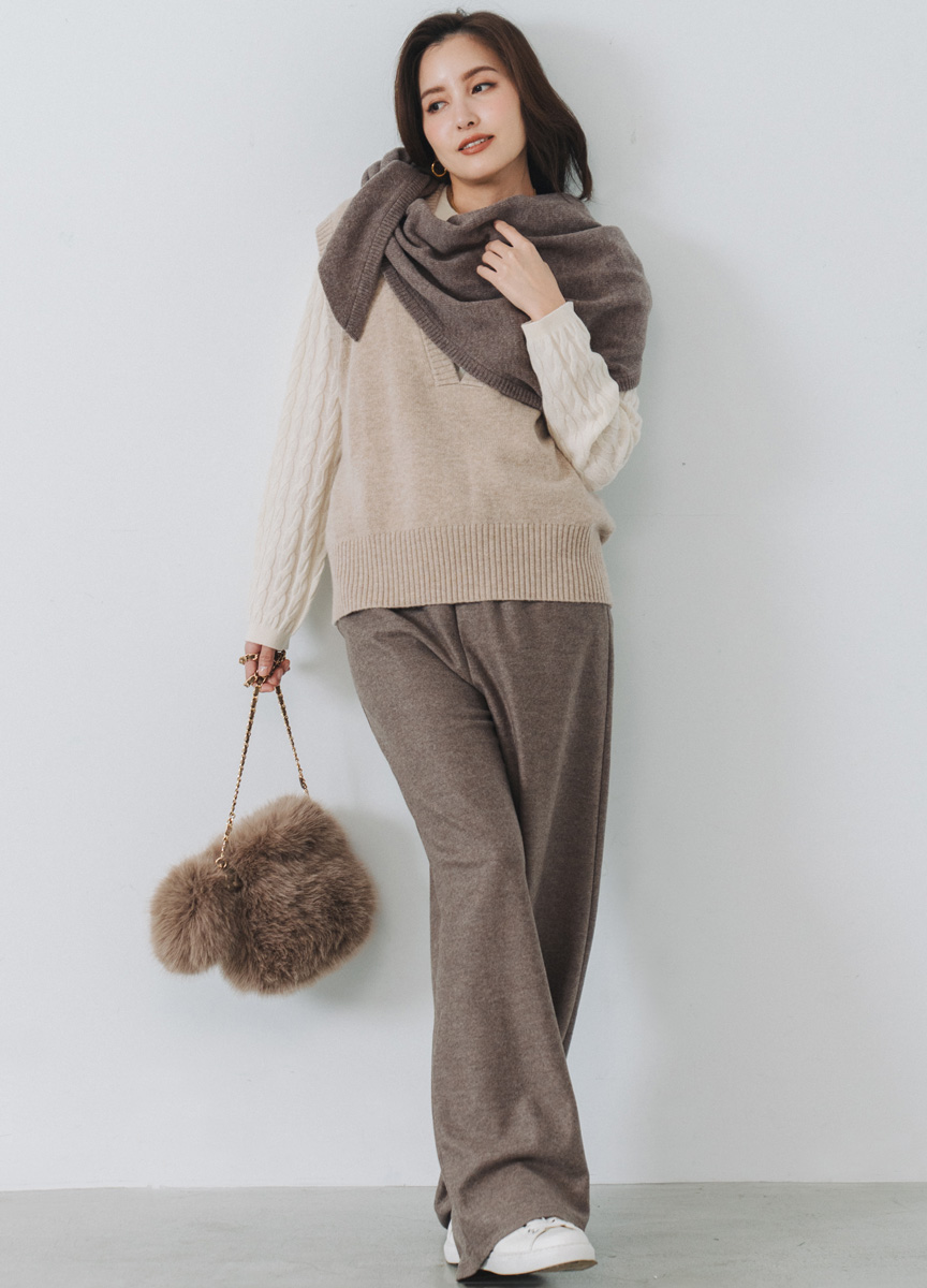 【SLOW系列】絨質直筒長裙柔軟羊毛小圍巾     