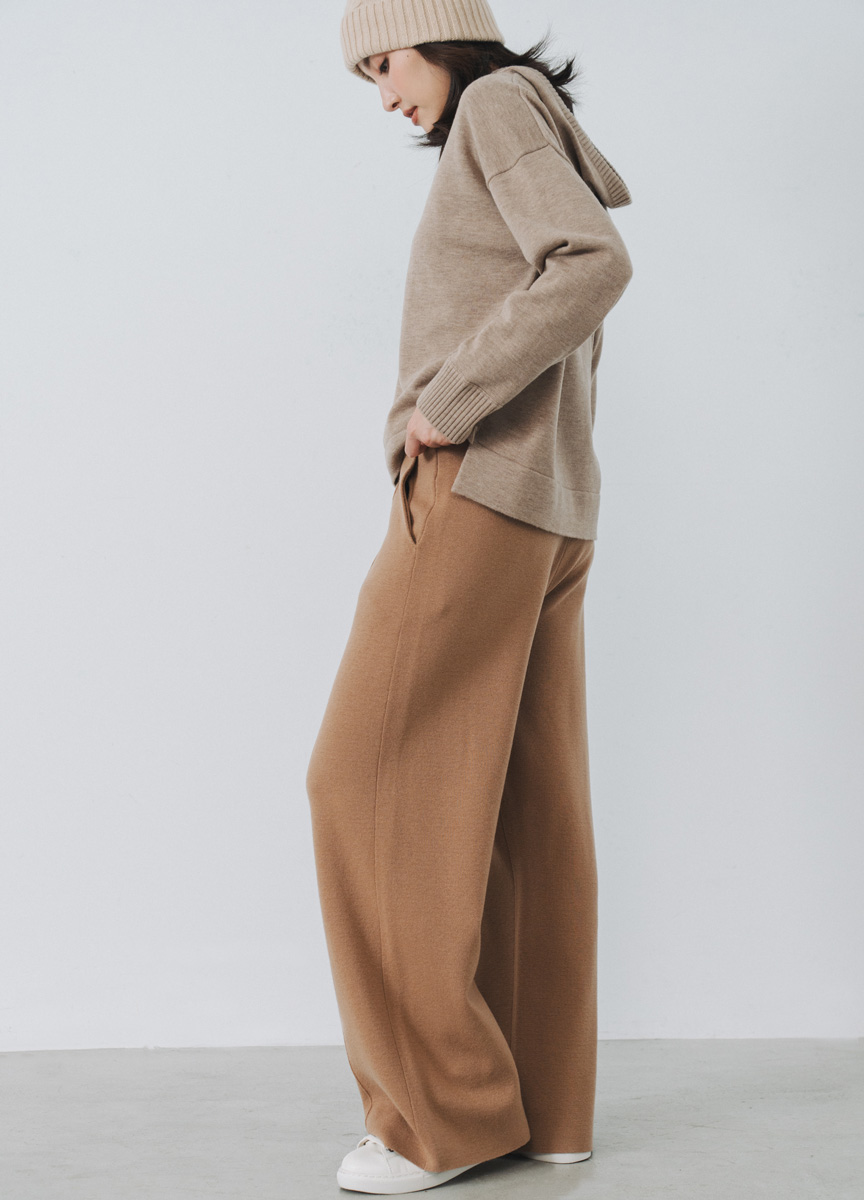 羊毛混紡休閒直筒長褲