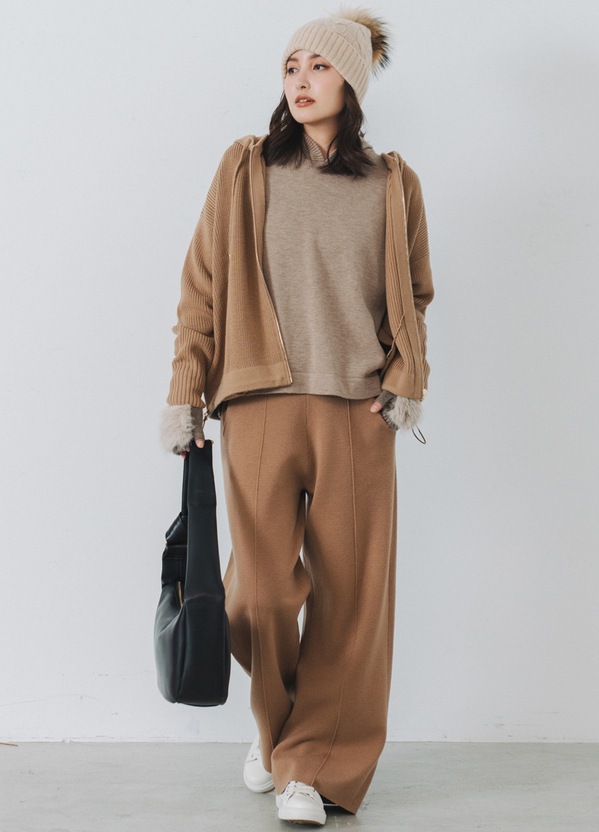 羊毛混紡休閒直筒長褲