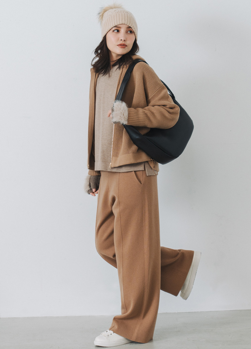 羊毛混紡休閒直筒長褲