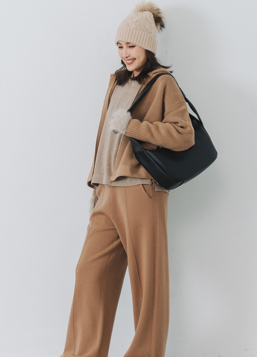 羊毛混紡休閒直筒長褲