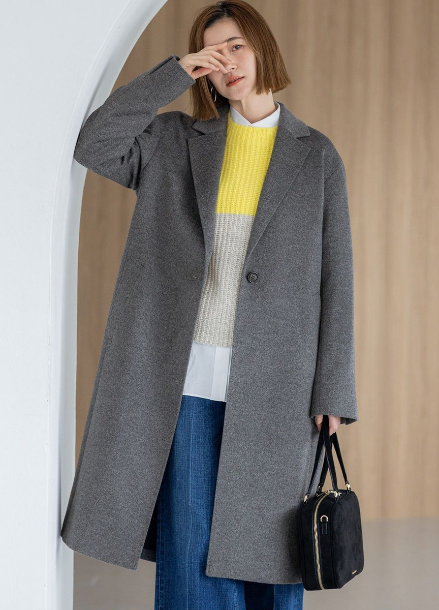 喀什米爾羊毛翻領大衣