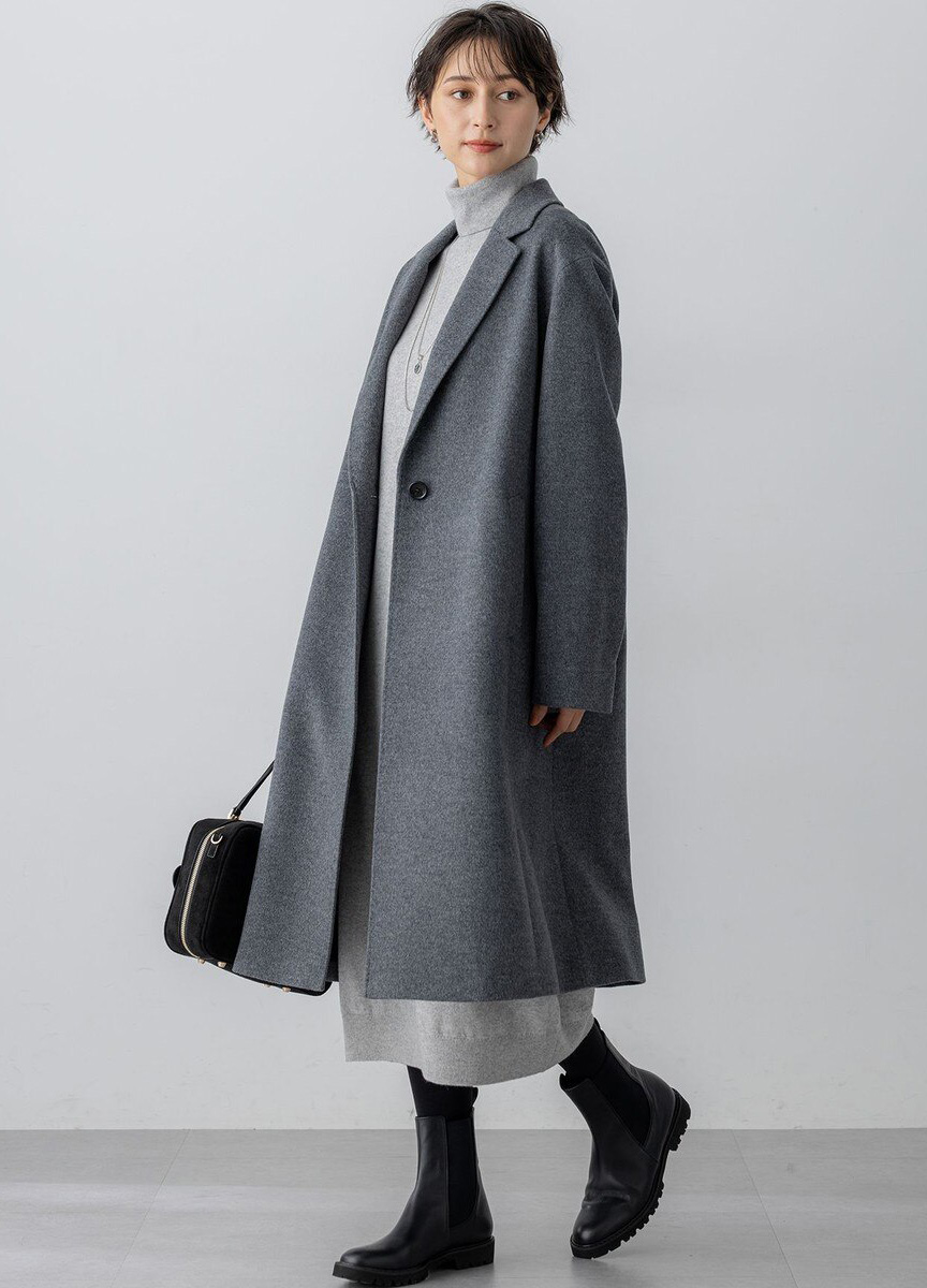 喀什米爾羊毛翻領大衣