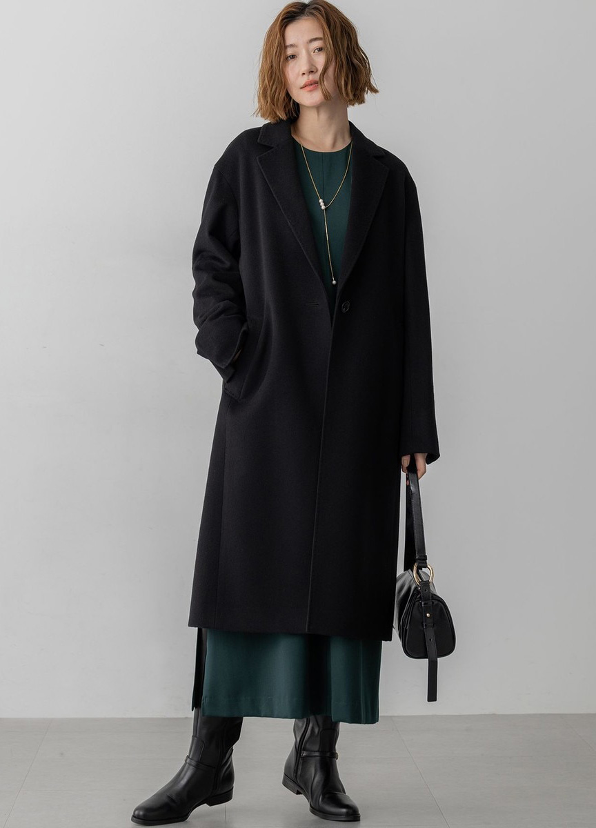 喀什米爾羊毛翻領大衣