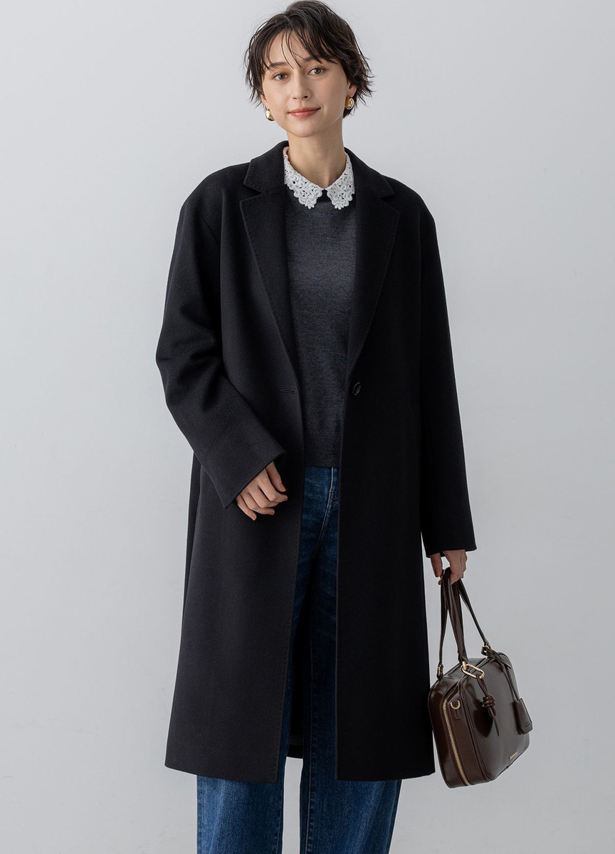 喀什米爾羊毛翻領大衣