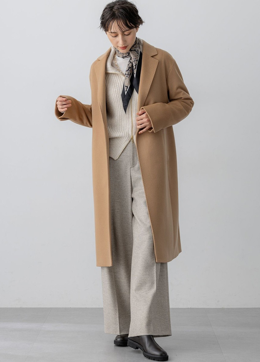 喀什米爾羊毛翻領大衣