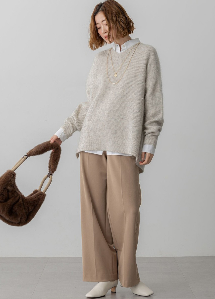 閃亮V領針織毛衣