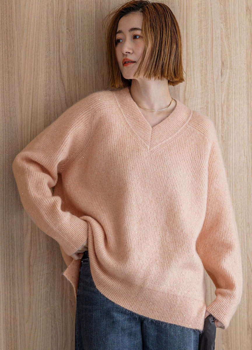閃亮V領針織毛衣