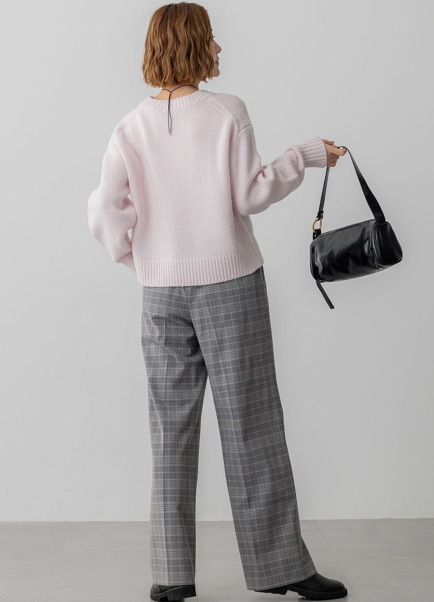 彈性格紋西裝寬褲