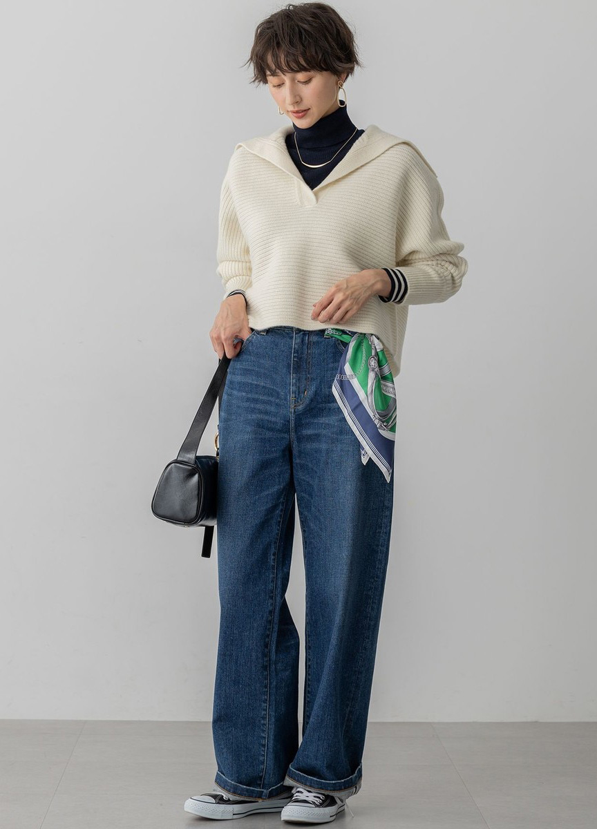 翻領粗針織上衣 