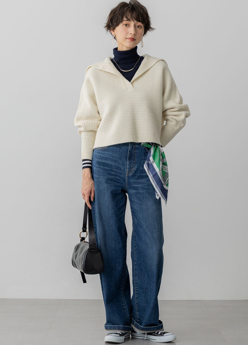 翻領粗針織上衣 