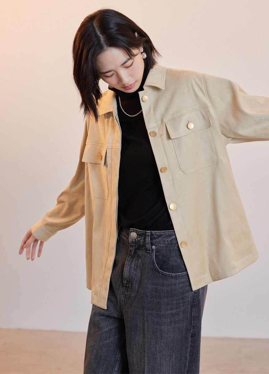 麂皮襯衫款外套