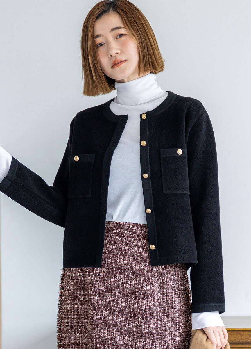 天鵝絨圓領針織衫 