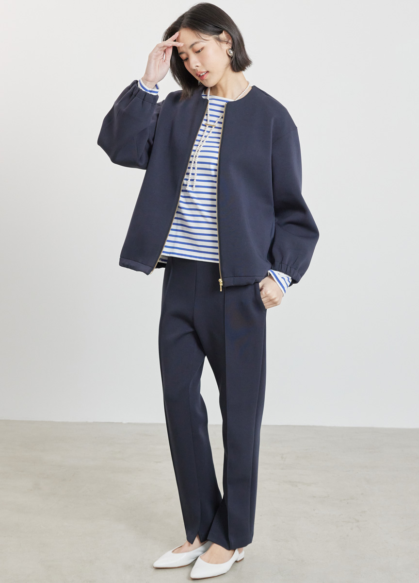 條紋方領棉質上衣 (網路限定色)