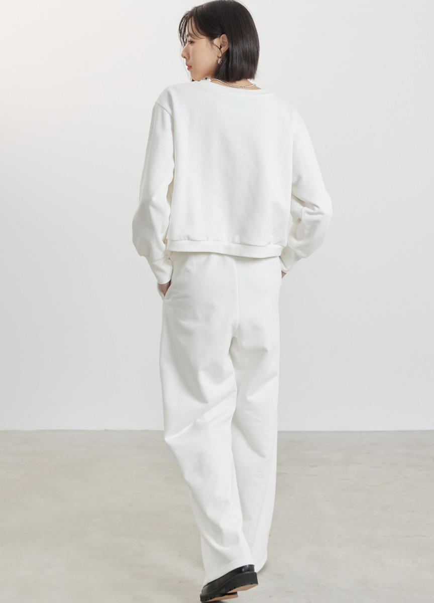 棉質直筒抽繩長褲