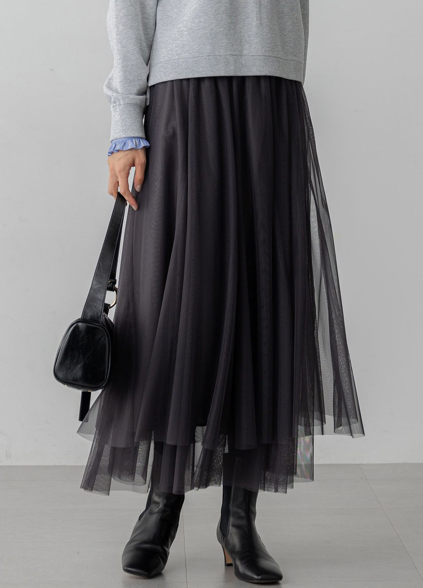 雙層網紗長裙