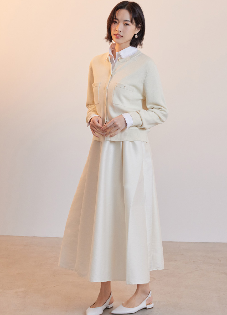 氣質蕾絲拼接領襯衫  