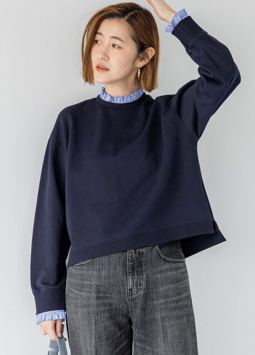 假兩件拼接設計上衣 