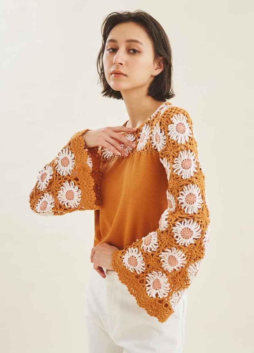 花朵鉤織針織上衣