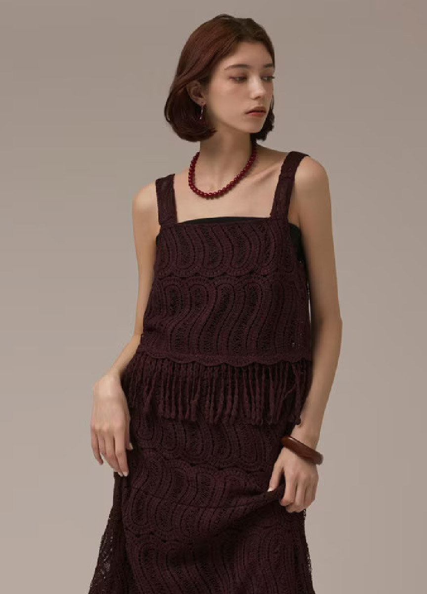 【預購商品】鉤織蕾絲流蘇背心