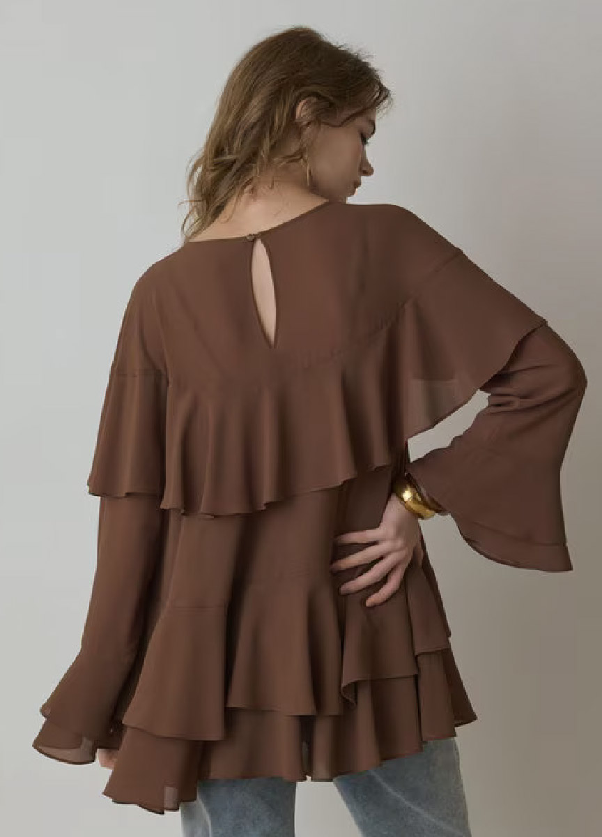 【預購商品】Vintage雪紡荷葉上衣