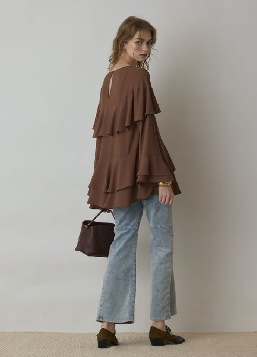 【預購商品】Vintage雪紡荷葉上衣