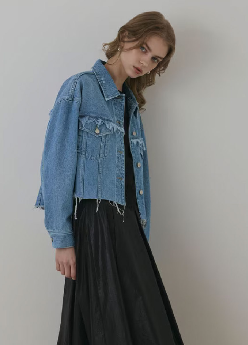 【預購商品】Diagram 純棉抽鬚丹寧外套