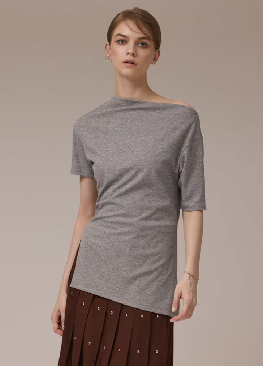 【預購商品】Diagram 不對稱金蔥羅紋家績上衣