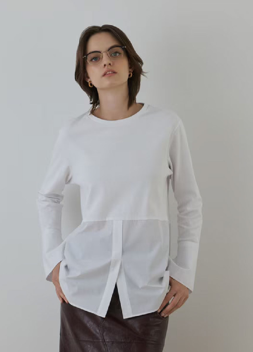 【預購商品】Diagram 拼接襯衫圓領上衣